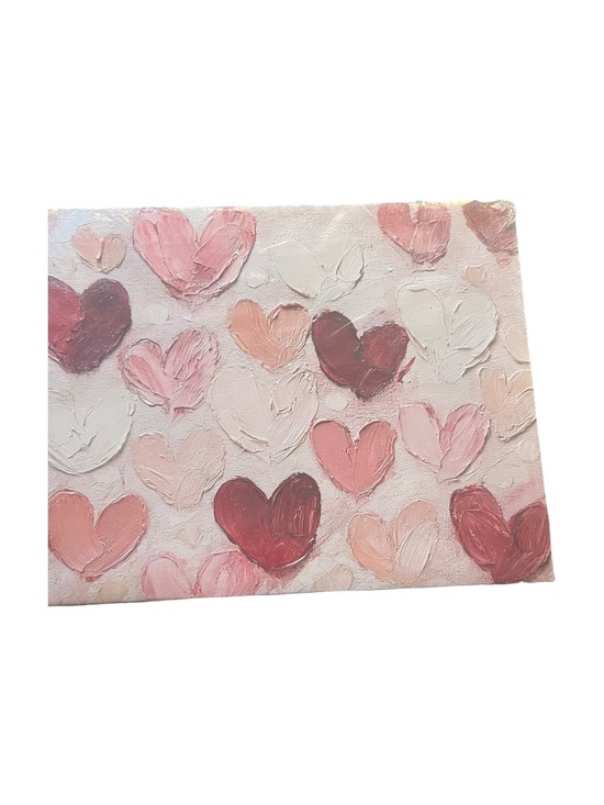 Source Unknown Other - Pink Hearts Textured Canvas Wall Art 10" x 8" Brand New